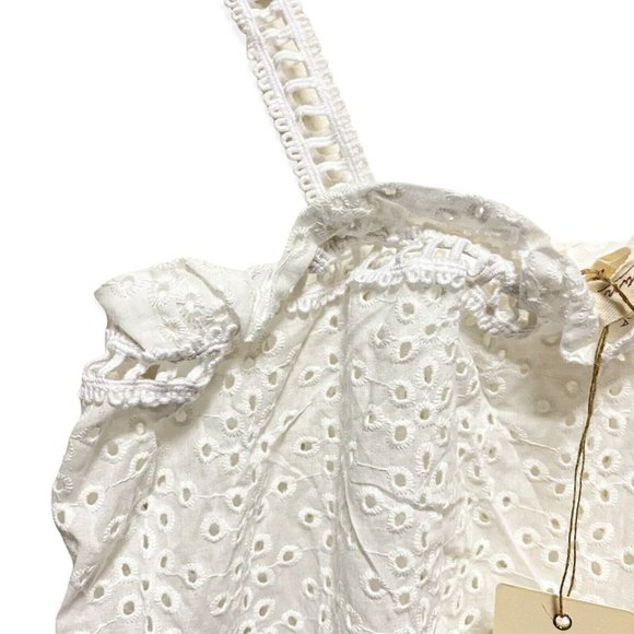 Elan Womens M Elastic Hem And Neckline Sleeveless Crochet Strap Breathable White - Picture 3 of 8